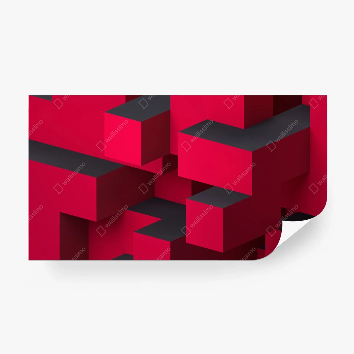 Carta da parati cubi geometrici rossi in composizione astratta • Wallissimo® Carta da parati cubi geometrici rossi in composizione astratta • Wallissimo®