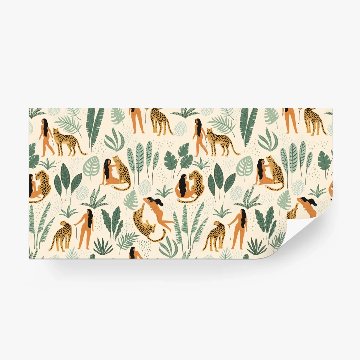 Carta da parati motivo botanico con donne e ghepardi • Wallissimo®