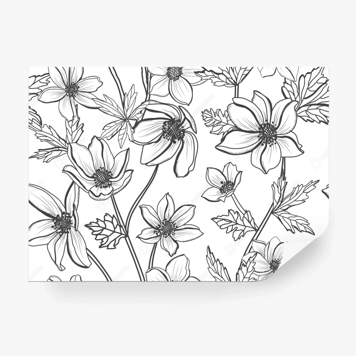 Carta da parati motivo floreale a linee sottili • Wallissimo®