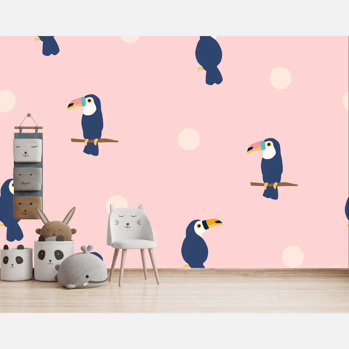 Carta da parati tucani tropicali su sfondo rosa • Wallissimo® Carta da parati tucani tropicali su sfondo rosa • Wallissimo®