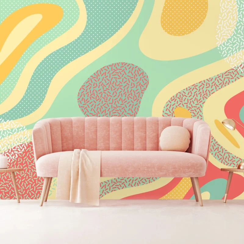 Carta da parati mosaico organico in pastello