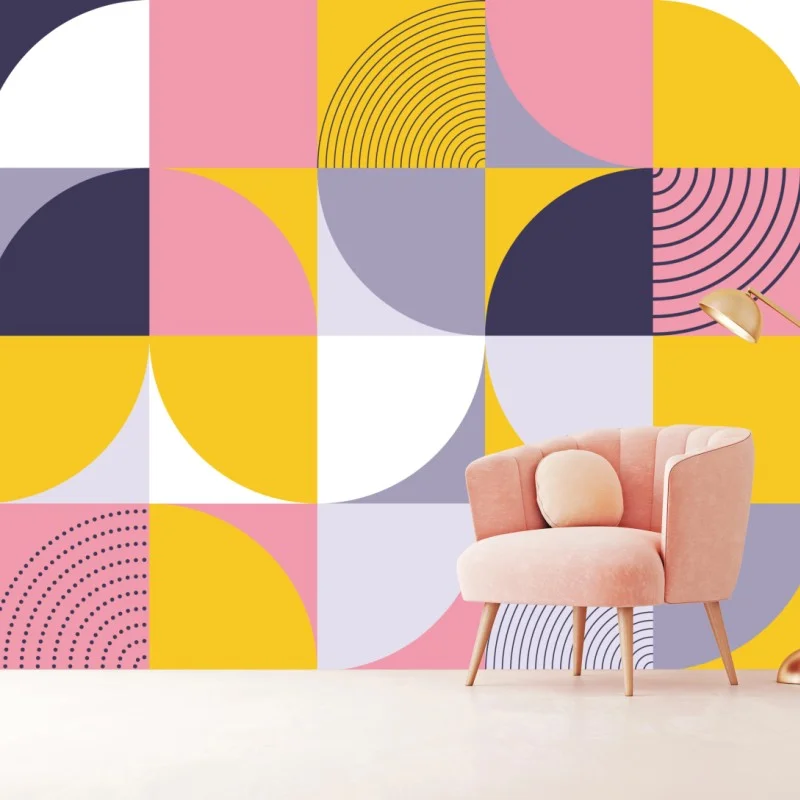 Carta da parati motivo geometrico vivace a blocchi di colore