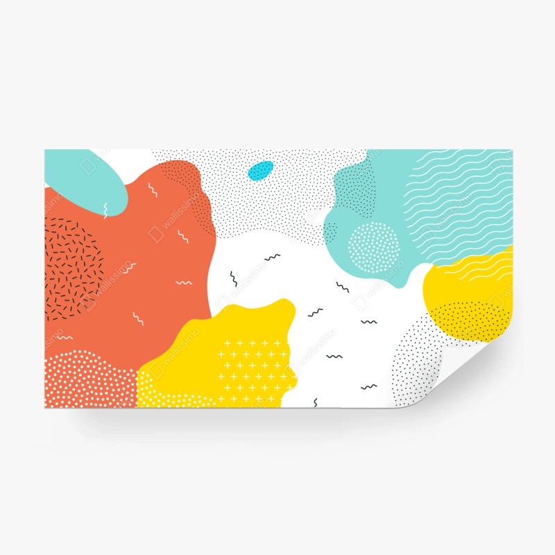 Carta da parati design astratto colorato in stile memphis