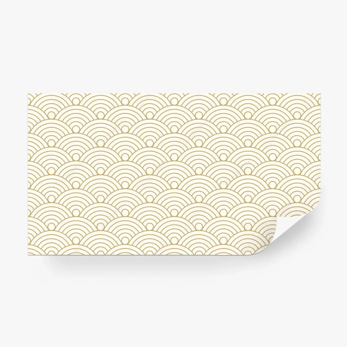 Carta da parati motivo onde giapponesi dorate su sfondo crema • Wallissimo®