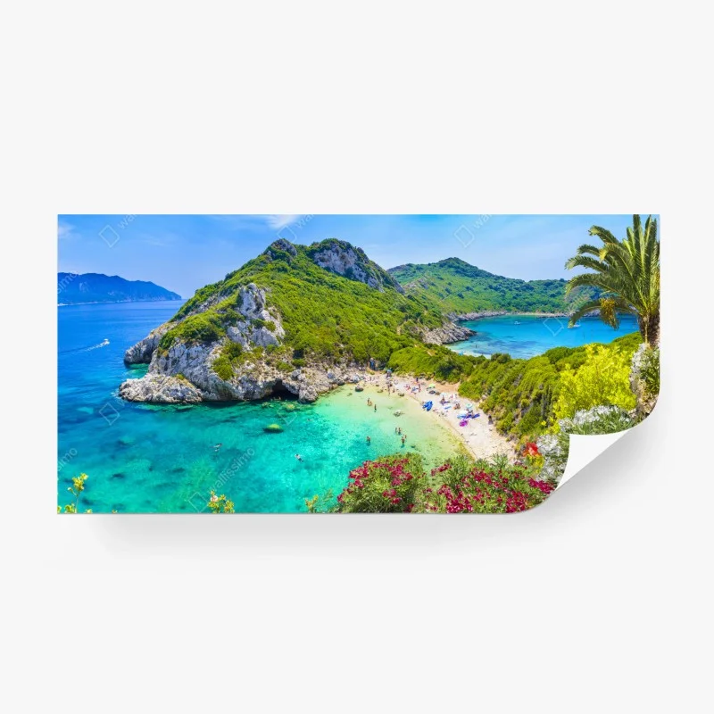 Carta da parati panorama incantevole di Porto Timoni, Corfù