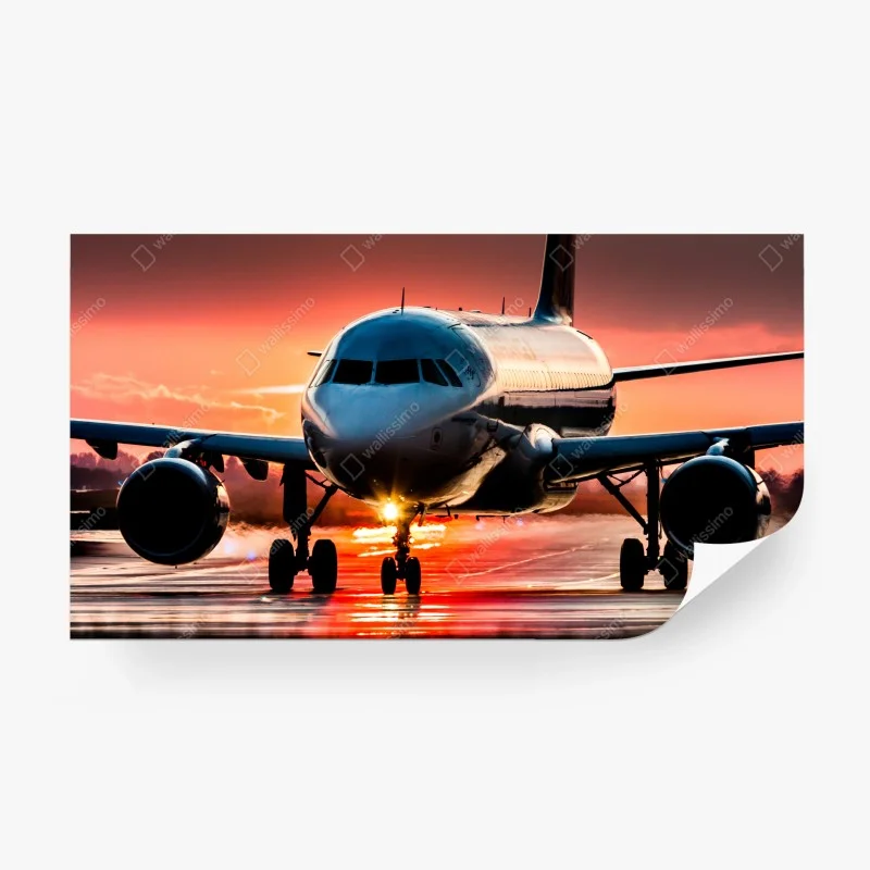 Carta da parati aereo in pista al tramonto