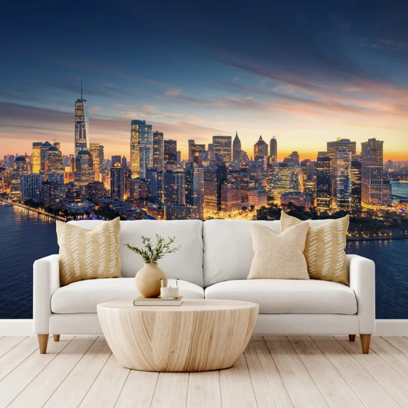 Carta da parati panorama di Manhattan all'alba
