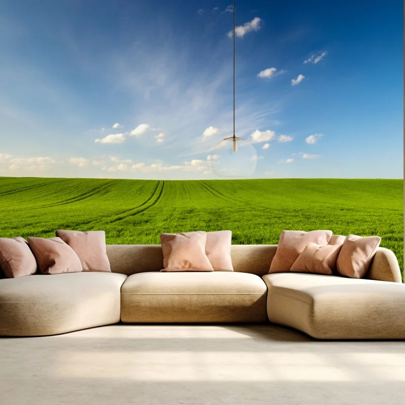 Carta da parati panorama primaverile campo di grano verde