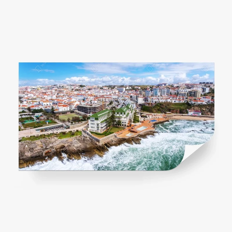 Carta da parati veduta costiera panoramica con onde e scogli
