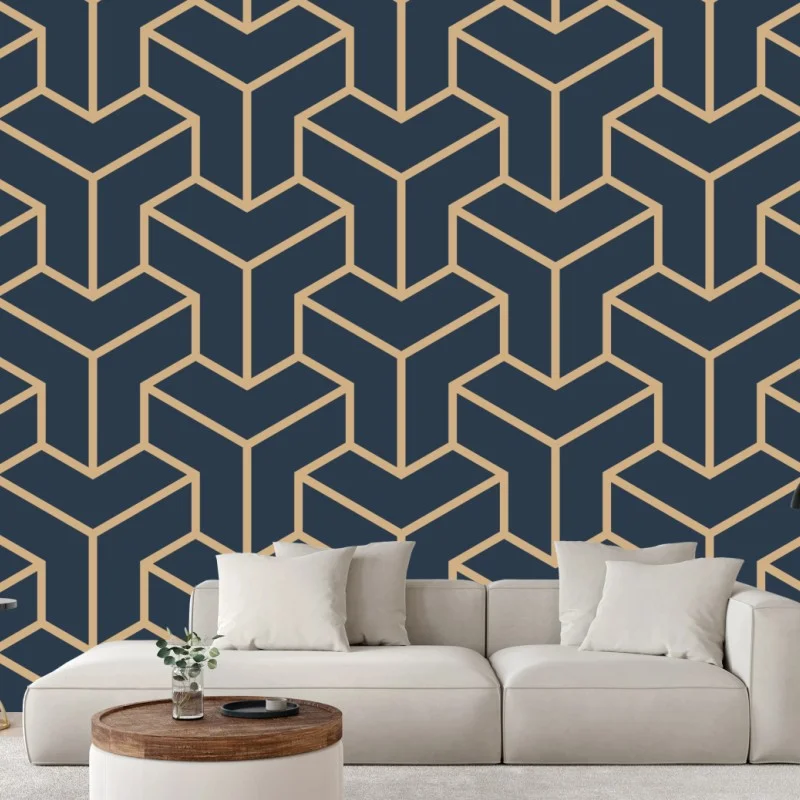 Carta da parati motivo geometrico a cubi effetto tridimensionale