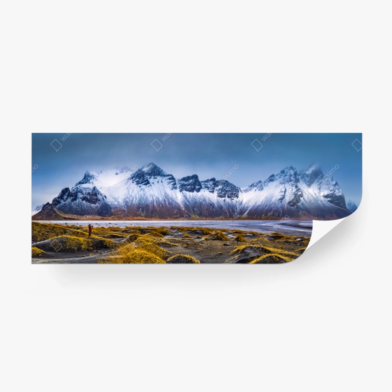 Carta da parati panoramica Vestrahorn: costa selvaggia di Stokksnes, Islanda