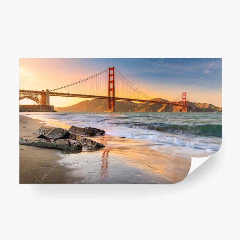 Carta da parati tramonto dorato sul Golden Gate
