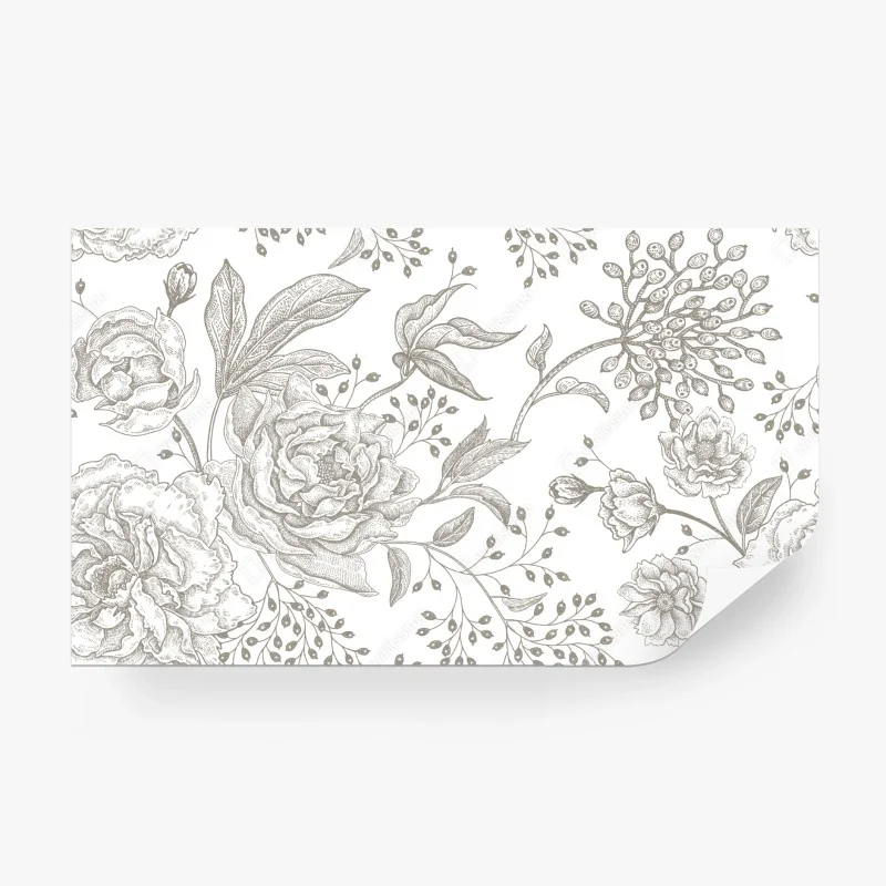 Carta da parati motivo floreale classico con peonie