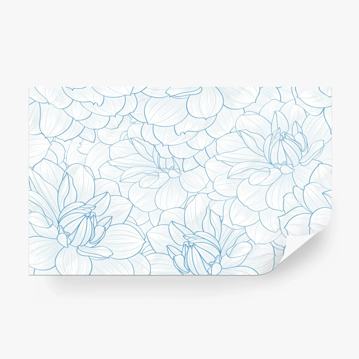 Carta da parati motivo floreale a linee sottili color azzurro • Wallissimo®