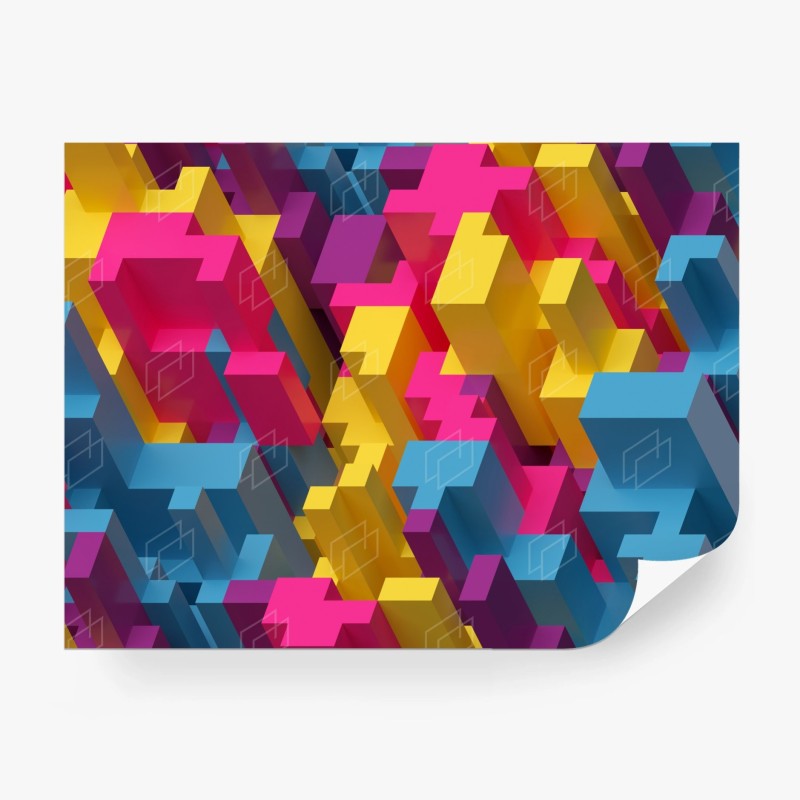 Carta da parati mosaico voxel colorato e geometrico