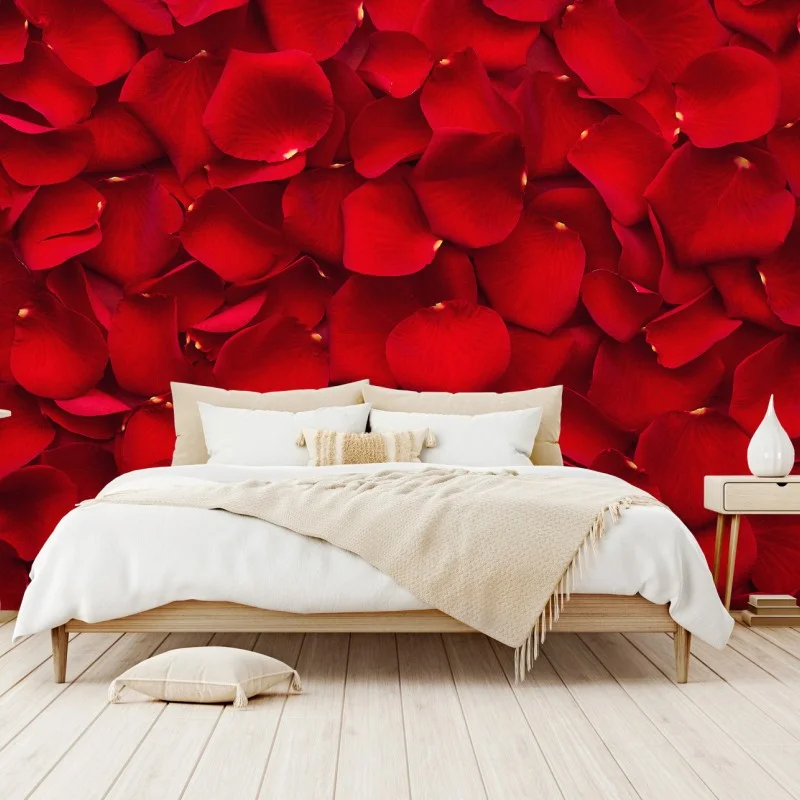 Carta da parati mosaico di petali di rosa rossa