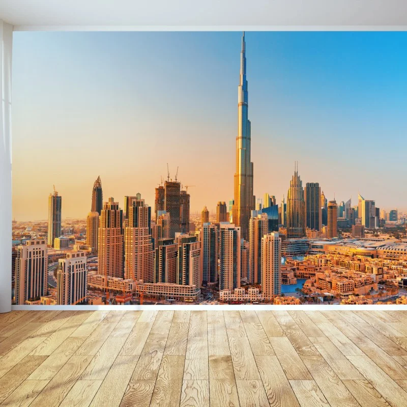 Carta da parati skyline dorato di Dubai