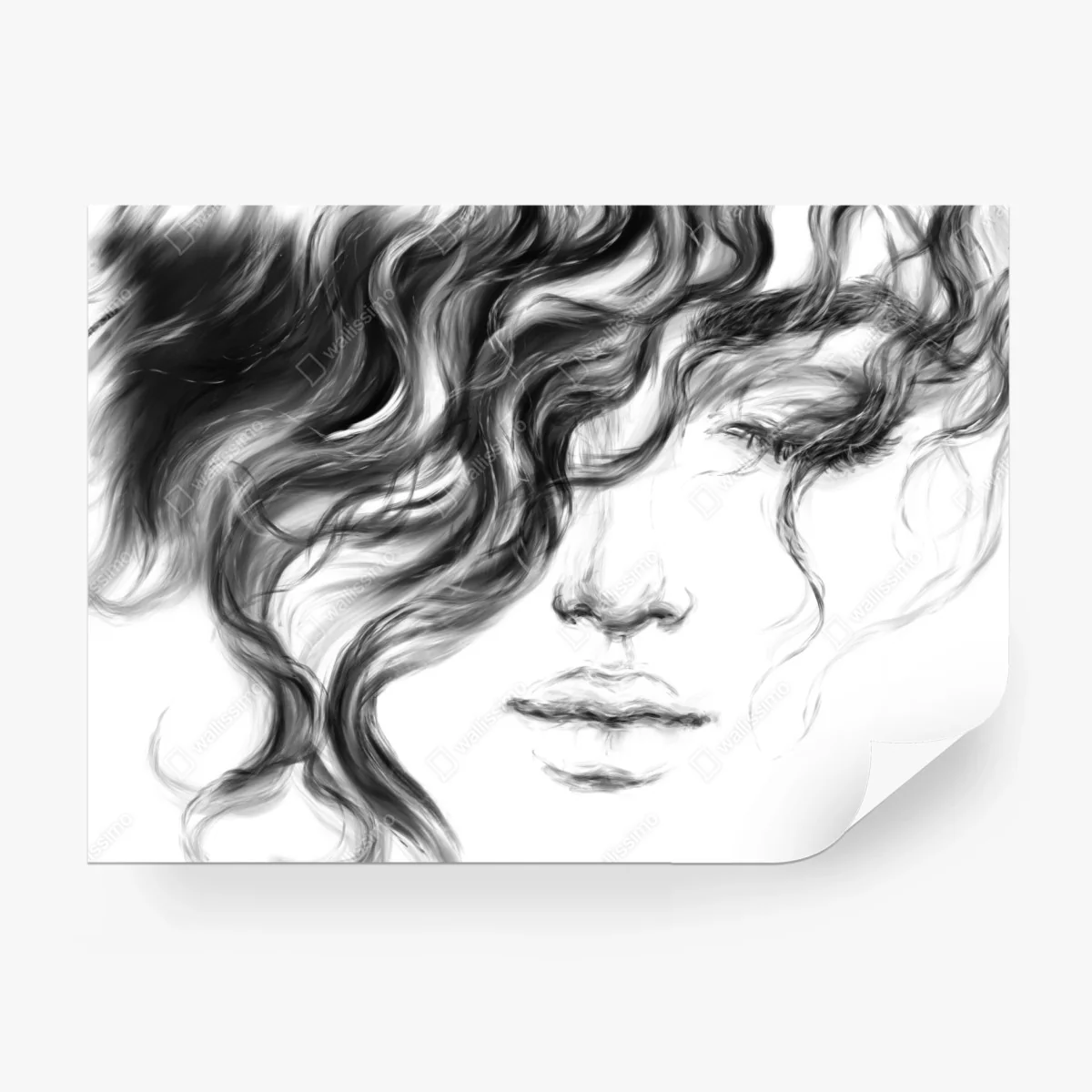 Carta da parati ritratto etereo in bianco e nero • Wallissimo®