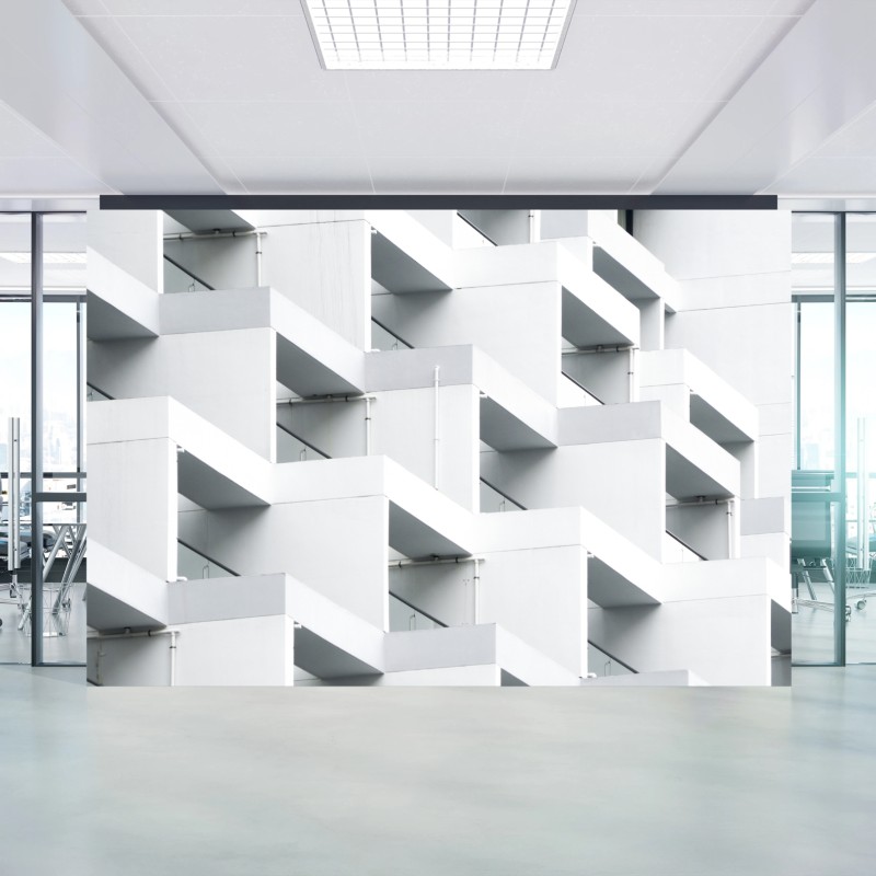 Carta da parati geometria urbana in bianco