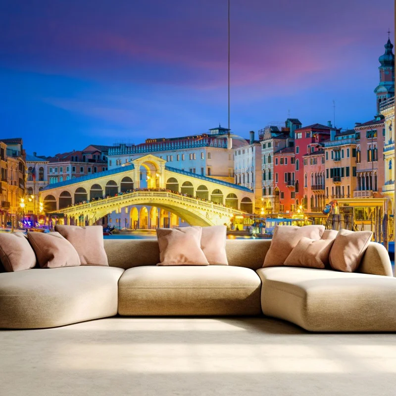 Carta da parati tramonto sul ponte di Rialto, Venezia