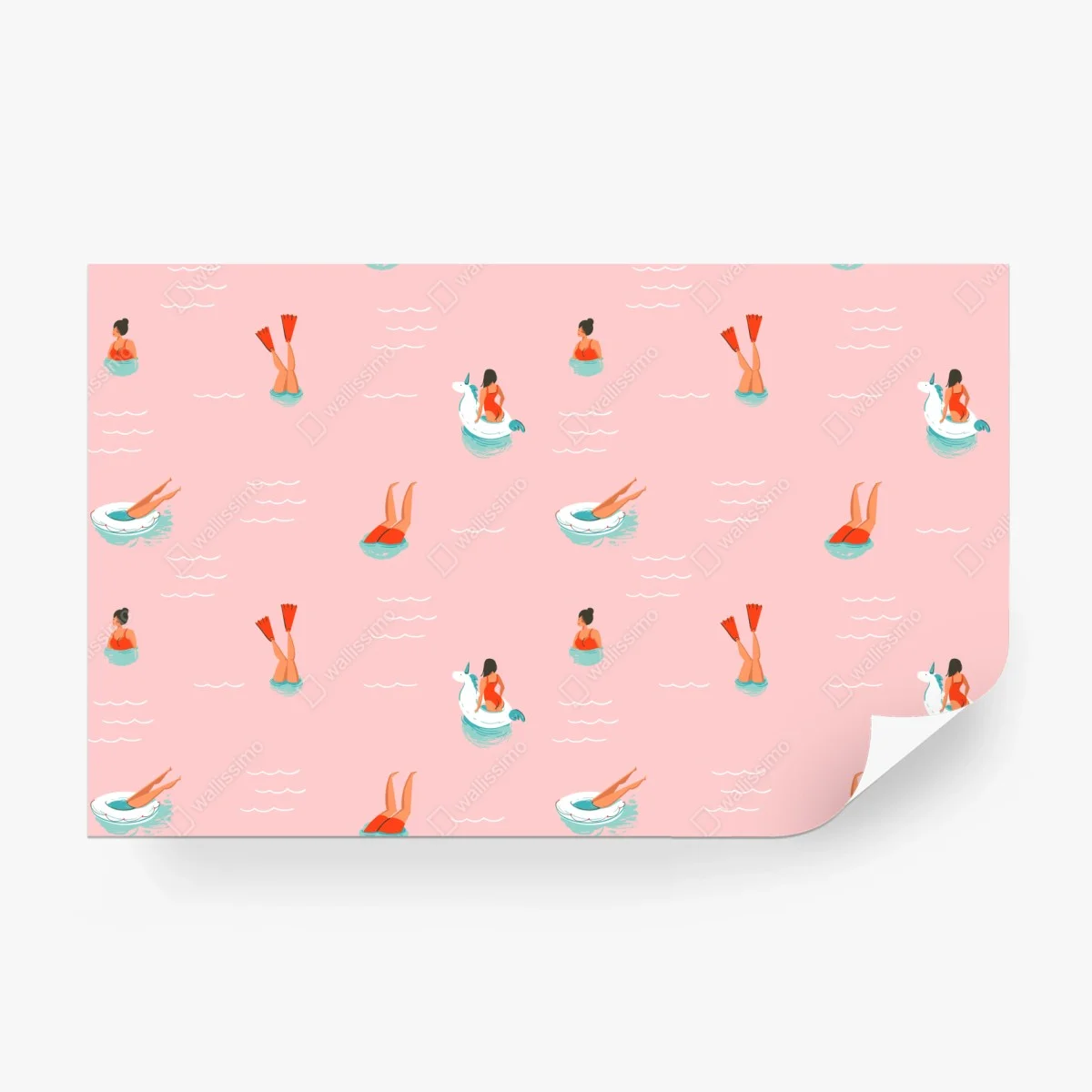 Carta da parati motivo estivo con ragazze e unicorni gonfiabili • Wallissimo® Carta da parati motivo estivo con ragazze e unicorni gonfiabili • Wallissimo®