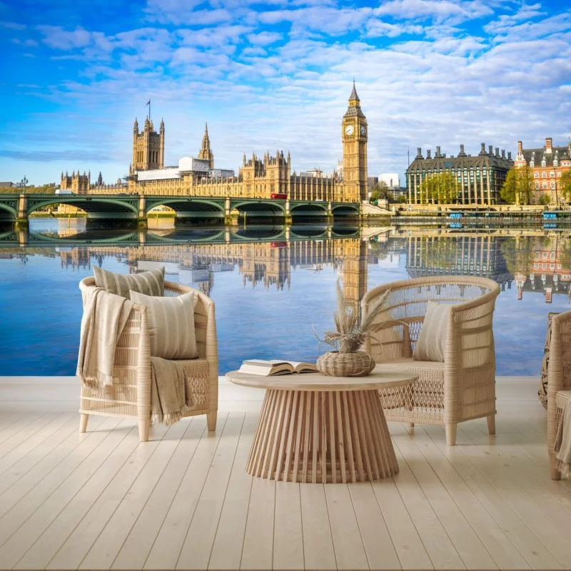 Carta da parati panorama sul Tamigi con Big Ben e palazzo di Westminster