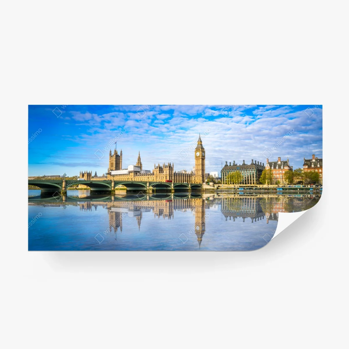 Carta da parati panorama sul Tamigi con Big Ben e palazzo di Westminster • Wallissimo® Carta da parati panorama sul Tamigi con Big Ben e palazzo di Westminster • Wallissimo®