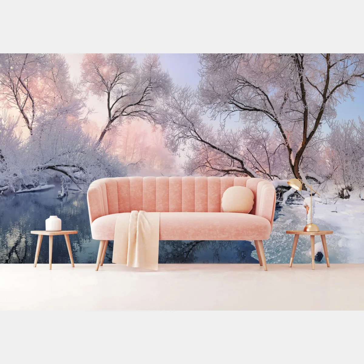 Carta da parati mattino d'inverno sul fiume • Wallissimo® Carta da parati mattino d'inverno sul fiume • Wallissimo®