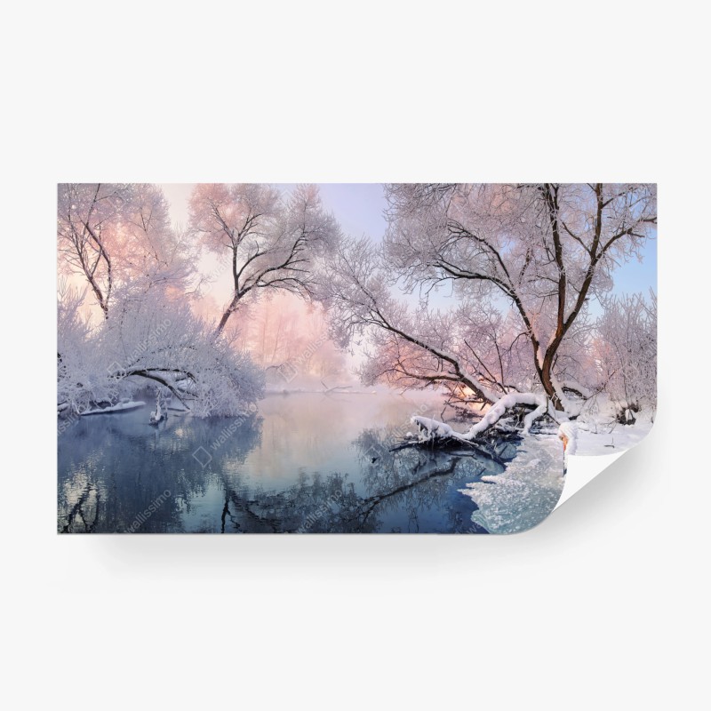 Carta da parati mattino d'inverno sul fiume