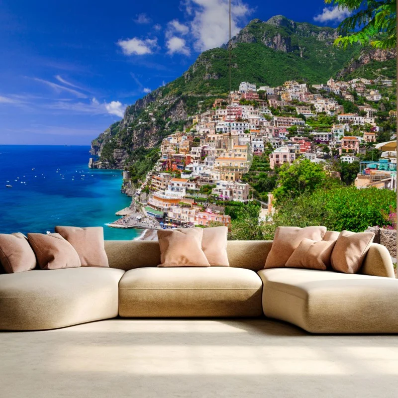 Carta da parati vista panoramica di Positano sulla Costiera Amalfitana