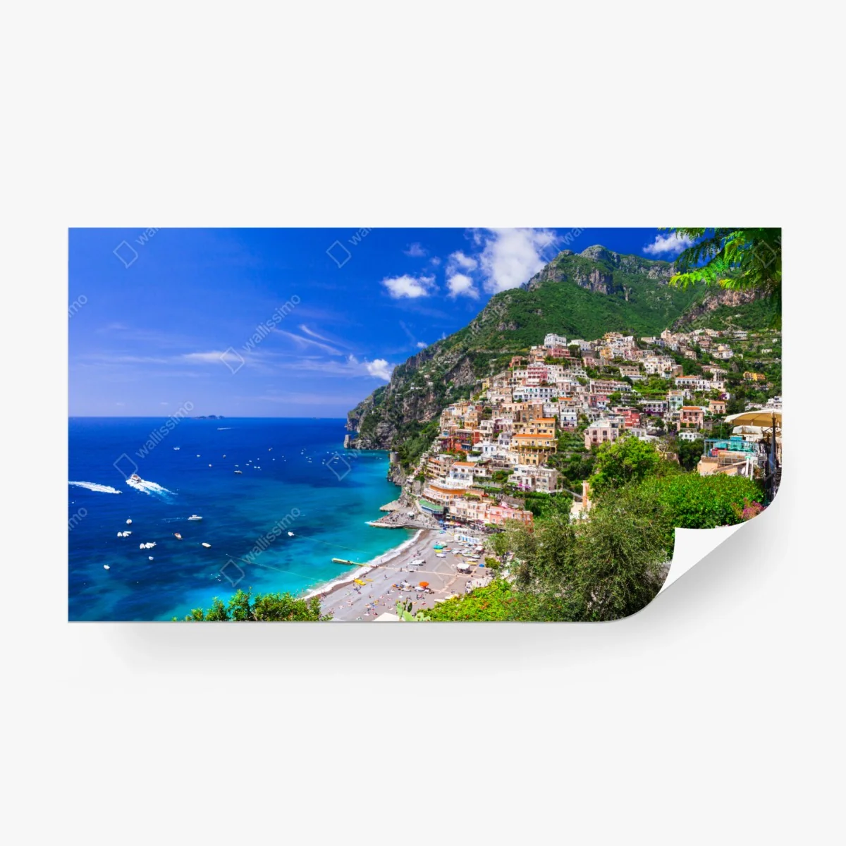 Carta da parati vista panoramica di Positano sulla Costiera Amalfitana • Wallissimo®