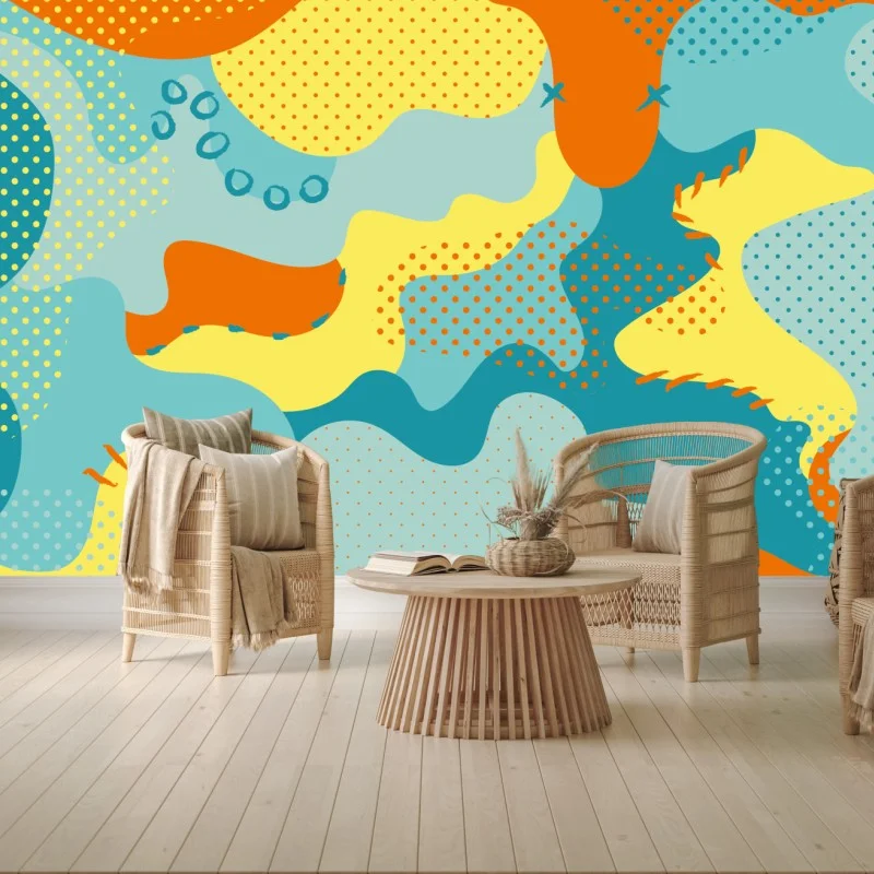 Carta da parati composizione astratta pop art colorata