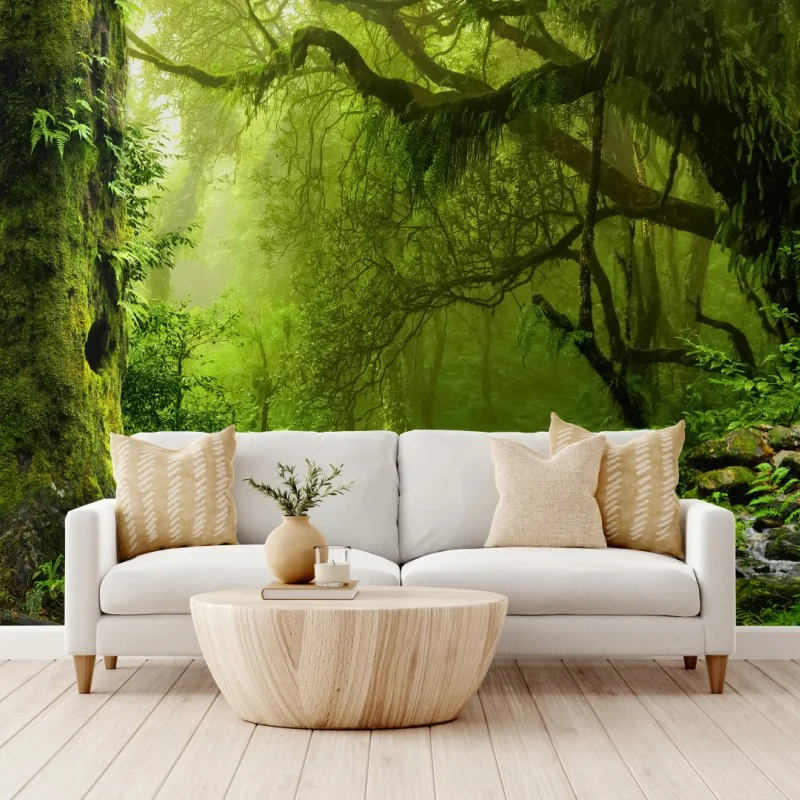 Carta da parati foresta incantata verdeggiante