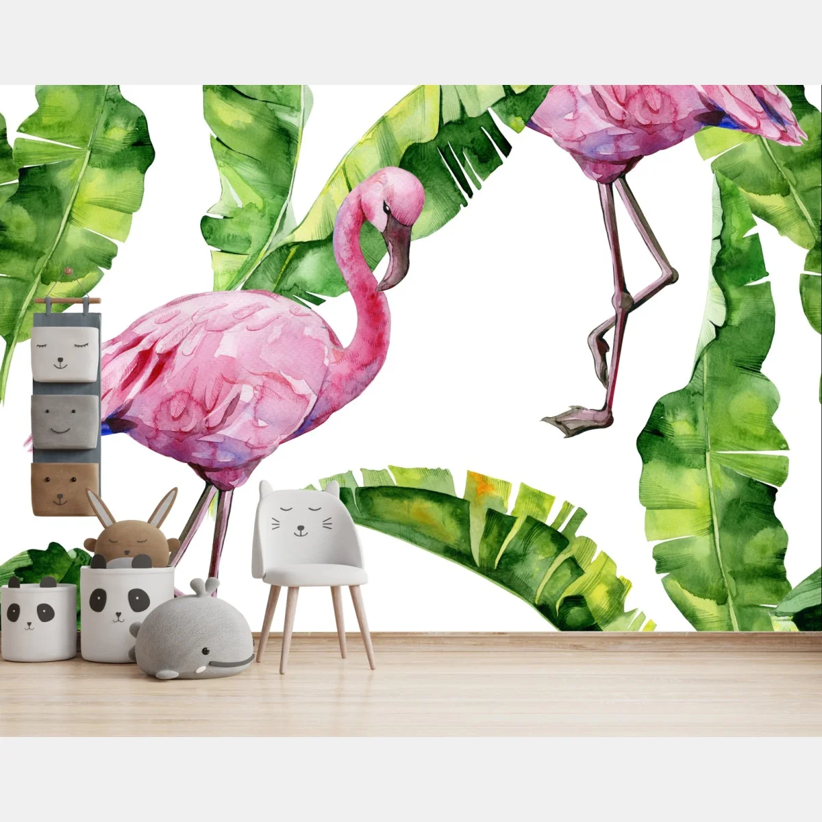 Carta da parati motivo tropicale di fenicotteri rosa • Wallissimo® Carta da parati motivo tropicale di fenicotteri rosa • Wallissimo®