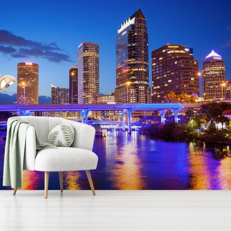 Carta da parati panorama notturno di Tampa, Florida