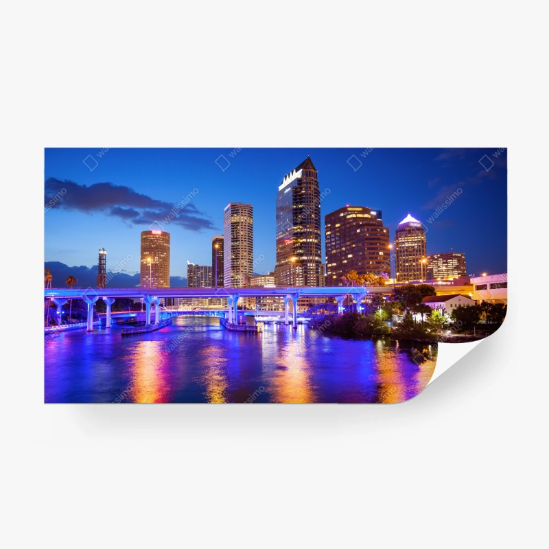 Carta da parati panorama notturno di Tampa, Florida