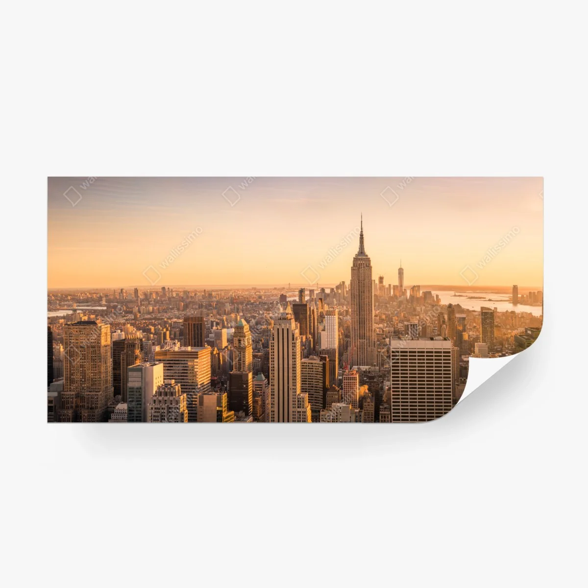 Carta da parati skyline di New York al tramonto dorato • Wallissimo® Carta da parati skyline di New York al tramonto dorato • Wallissimo®