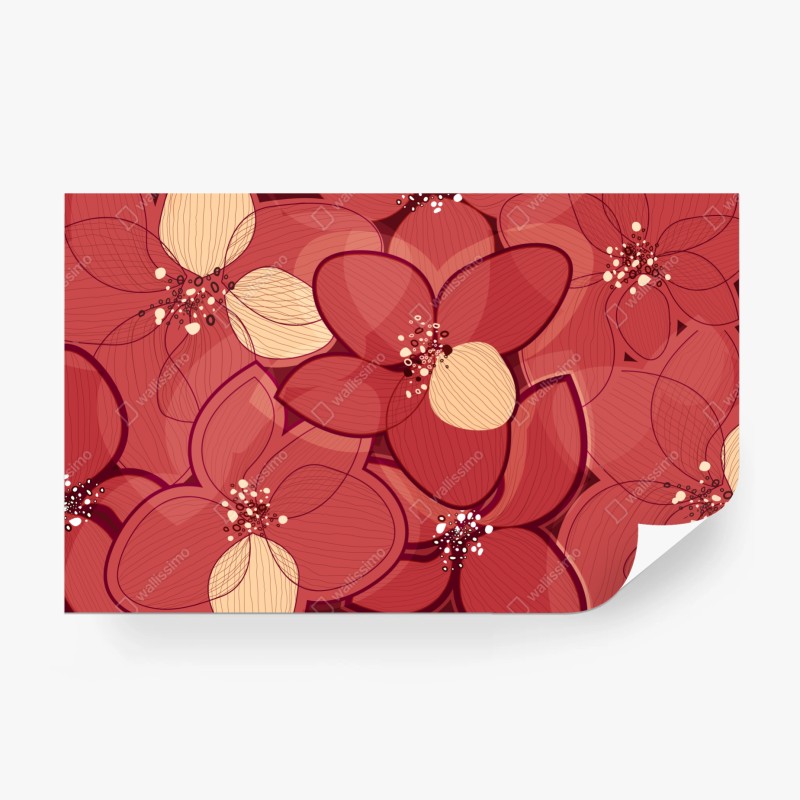 Carta da parati motivo floreale rosso elegante