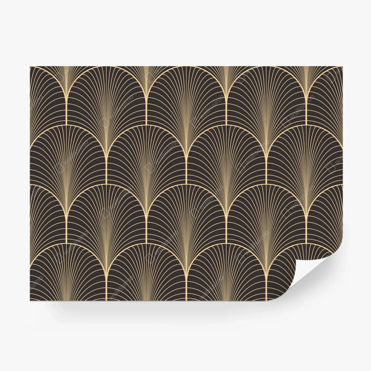 Carta da parati motivo art déco dorato su sfondo nero • Wallissimo® Carta da parati motivo art déco dorato su sfondo nero • Wallissimo®