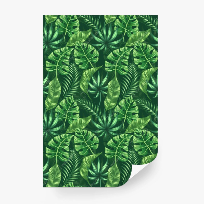 Carta da parati pattern botanico tropicale verde