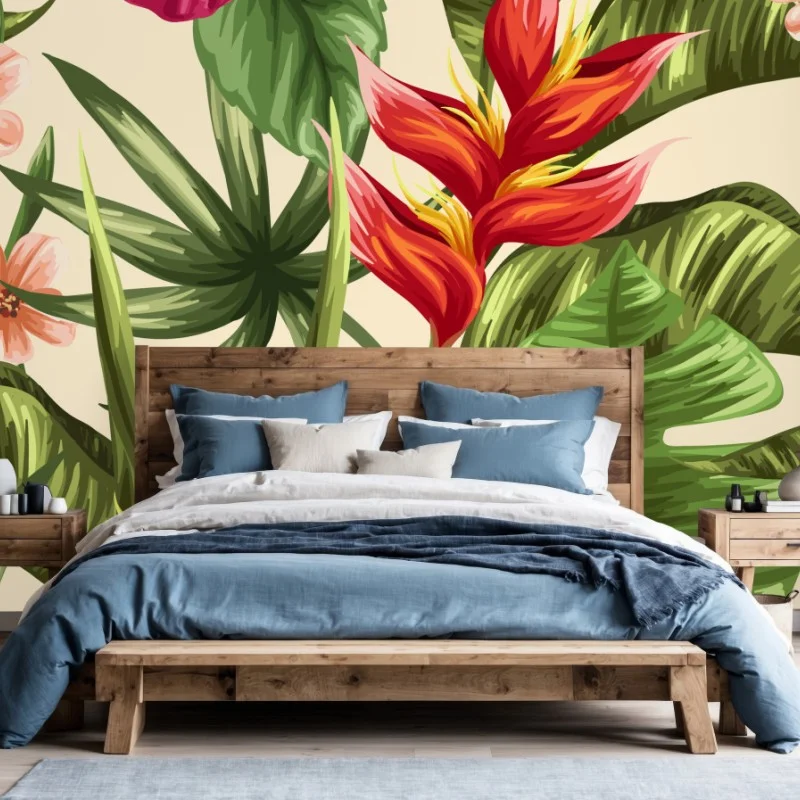 Carta da parati motivo tropicale fiorito