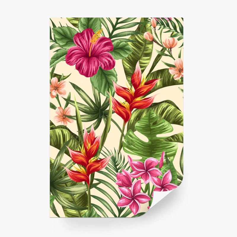 Carta da parati motivo tropicale fiorito