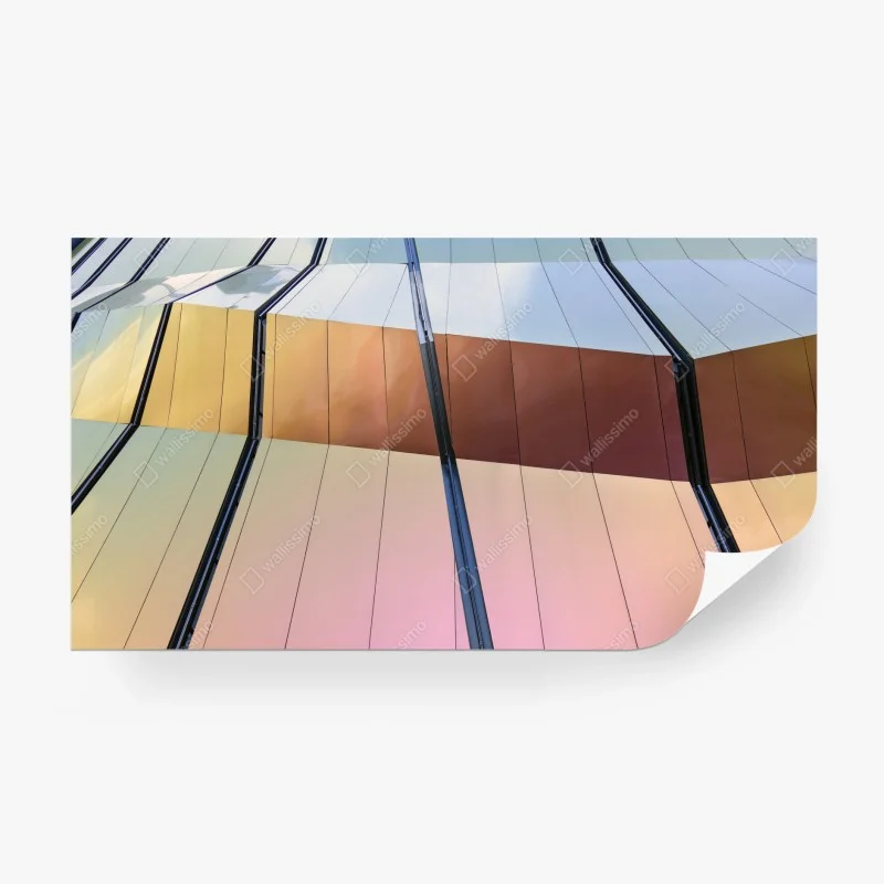 Carta da parati facciata metallica dai riflessi pastello