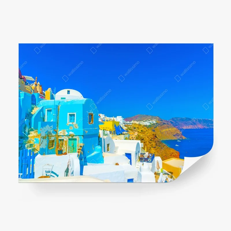 Carta da parati vista pittoresca di Oia, Santorini