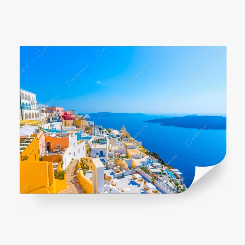 Carta da parati vista panoramica di Santorini sul mare