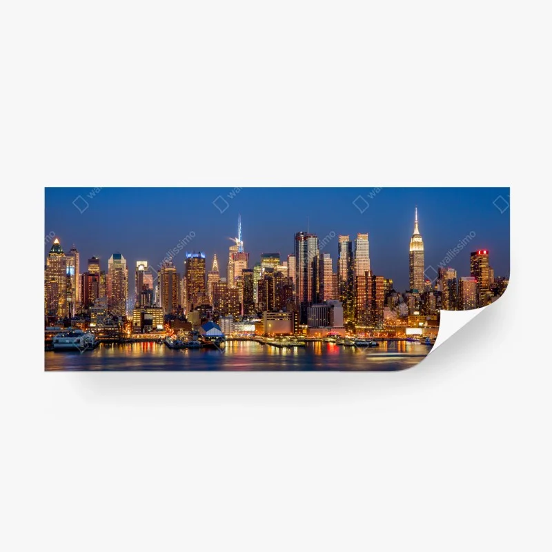 Carta da parati skyline notturna di New York, panoramica urbana