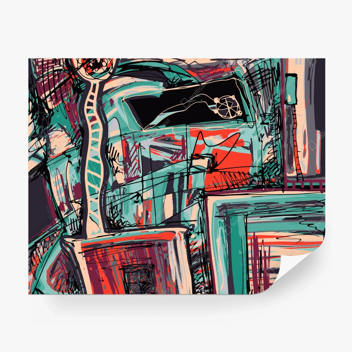 Carta da parati composizione astratta urbana colorata • Wallissimo®