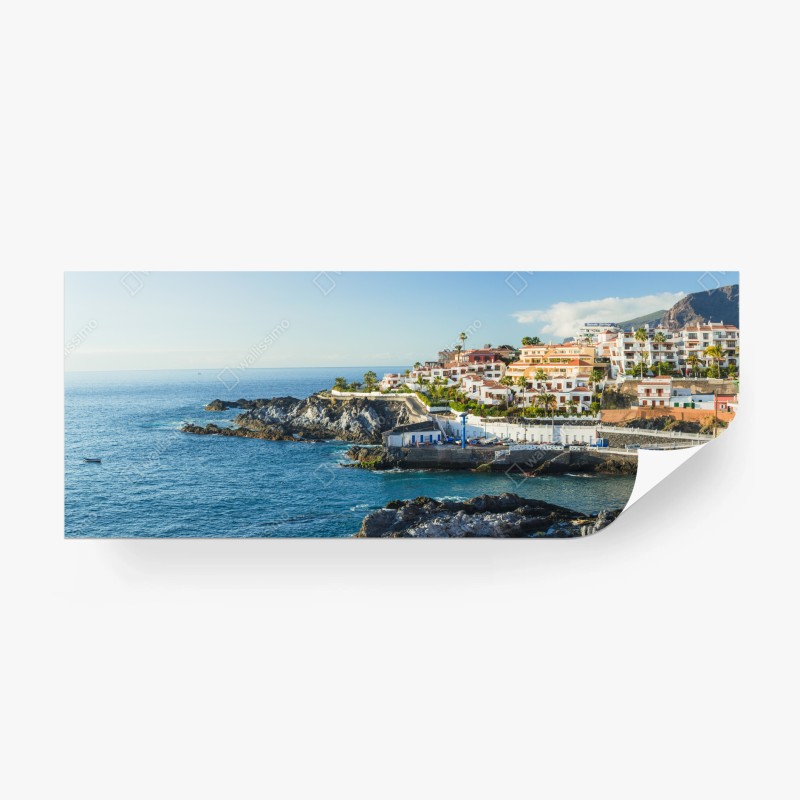 Carta da parati scorcio costiero mediterraneo con case bianche