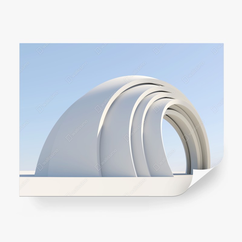 Carta da parati arco moderno minimalista su sfondo azzurro