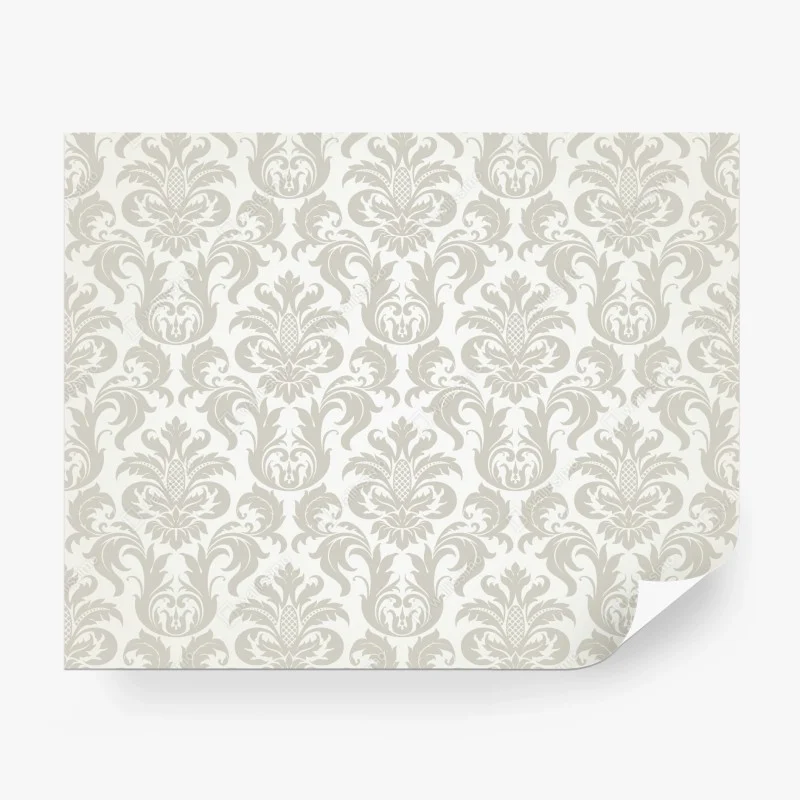 Carta da parati elegante motivo damascato beige e crema